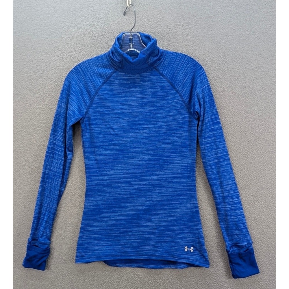 Under Armour AllSeasonGear Top Women's Size M Fitted Mock Neck Blue Long Sleeve - Picture 2 of 9